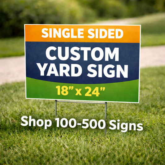Custom Yard Signs – SINGLE SIDED (Bulk Orders) 100-500